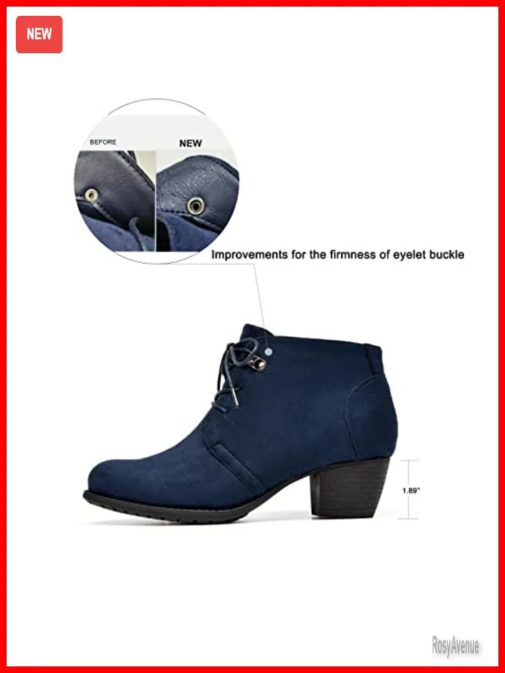 Lace-up Round Toe Low Heel Ankle Bootie with Side Zipper